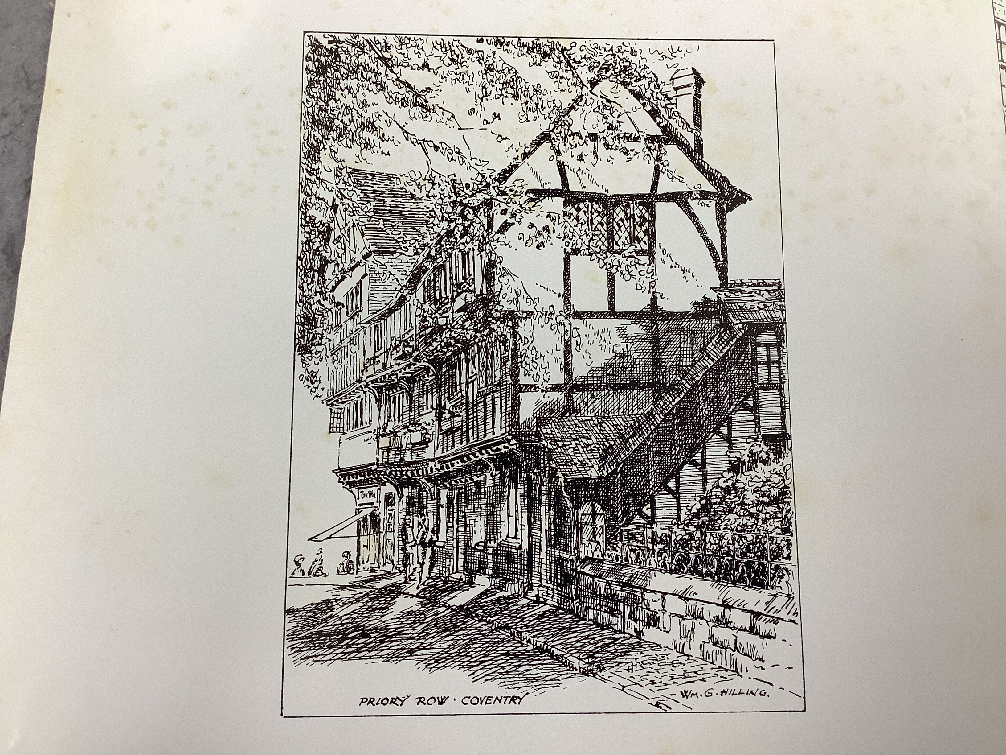 William Hilling (20th. C) large collection of pen and ink sketches, English landscapes and scenes, most signed and inscribed, together with various printed booklets depicting his work